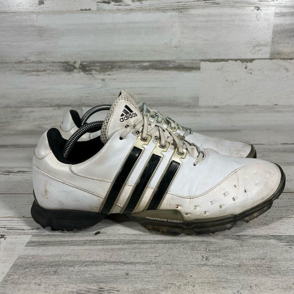 Adidas Men's Powerband 3.0 Chassis‎ Soft Spikes Golf Shoes Black White Size 10